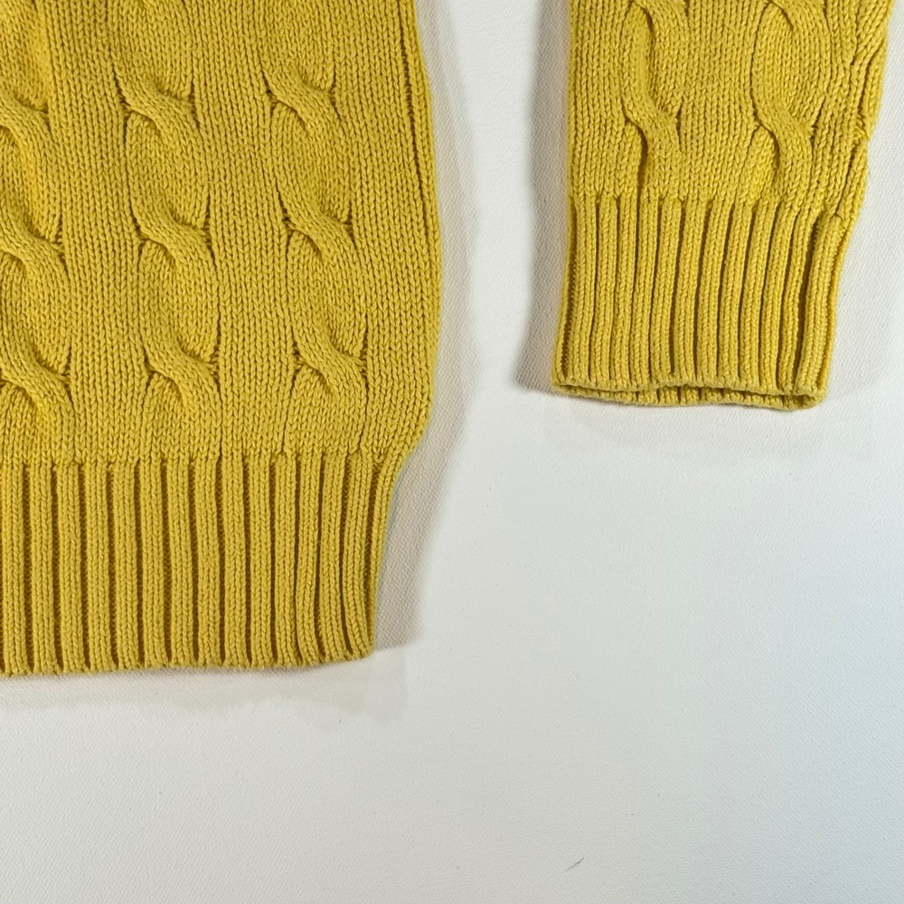 Polo Ralph Lauren Cable Knit Sweater Womens M Yellow Preppy Old Money Aesthetic - Picture 3 of 8